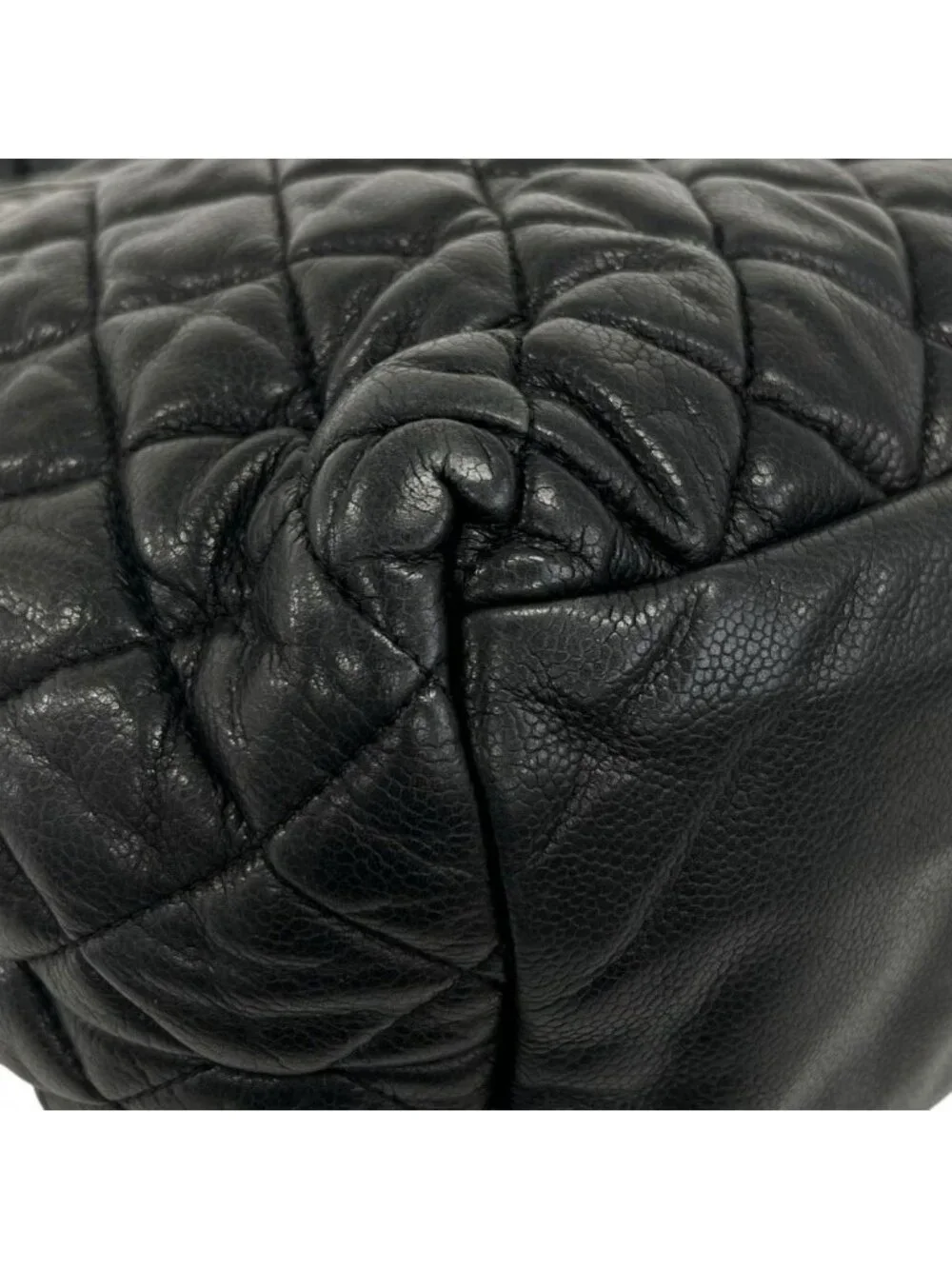 Chanel Handbag Coco Cocoon Leather Black Silver